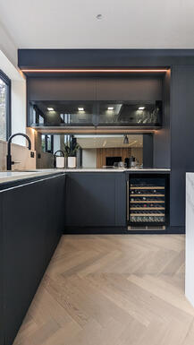 Kitchen ideas - Smoked Glass wall cabinets