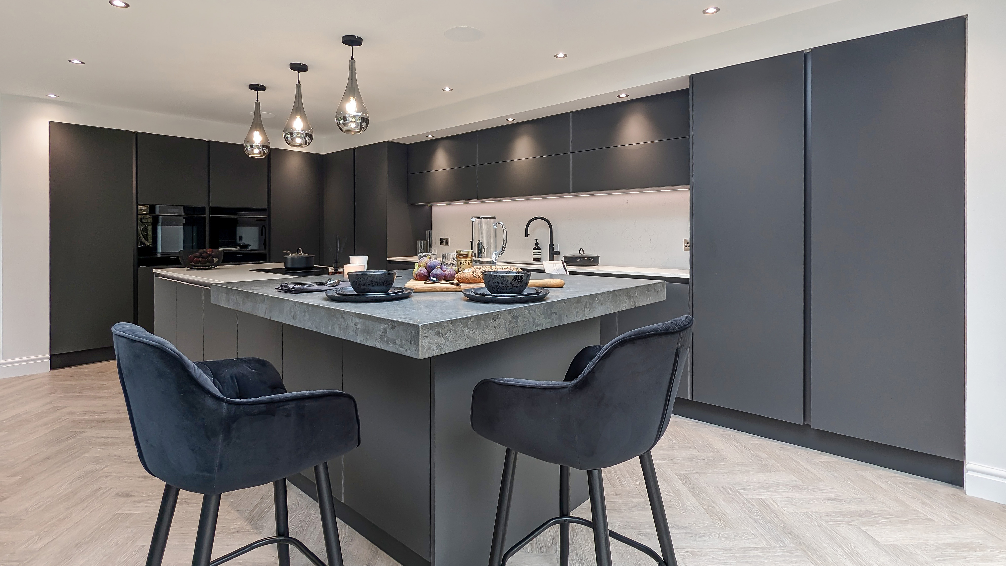 Supermatt Cosmo Grey bespoke kitchen in Billericay