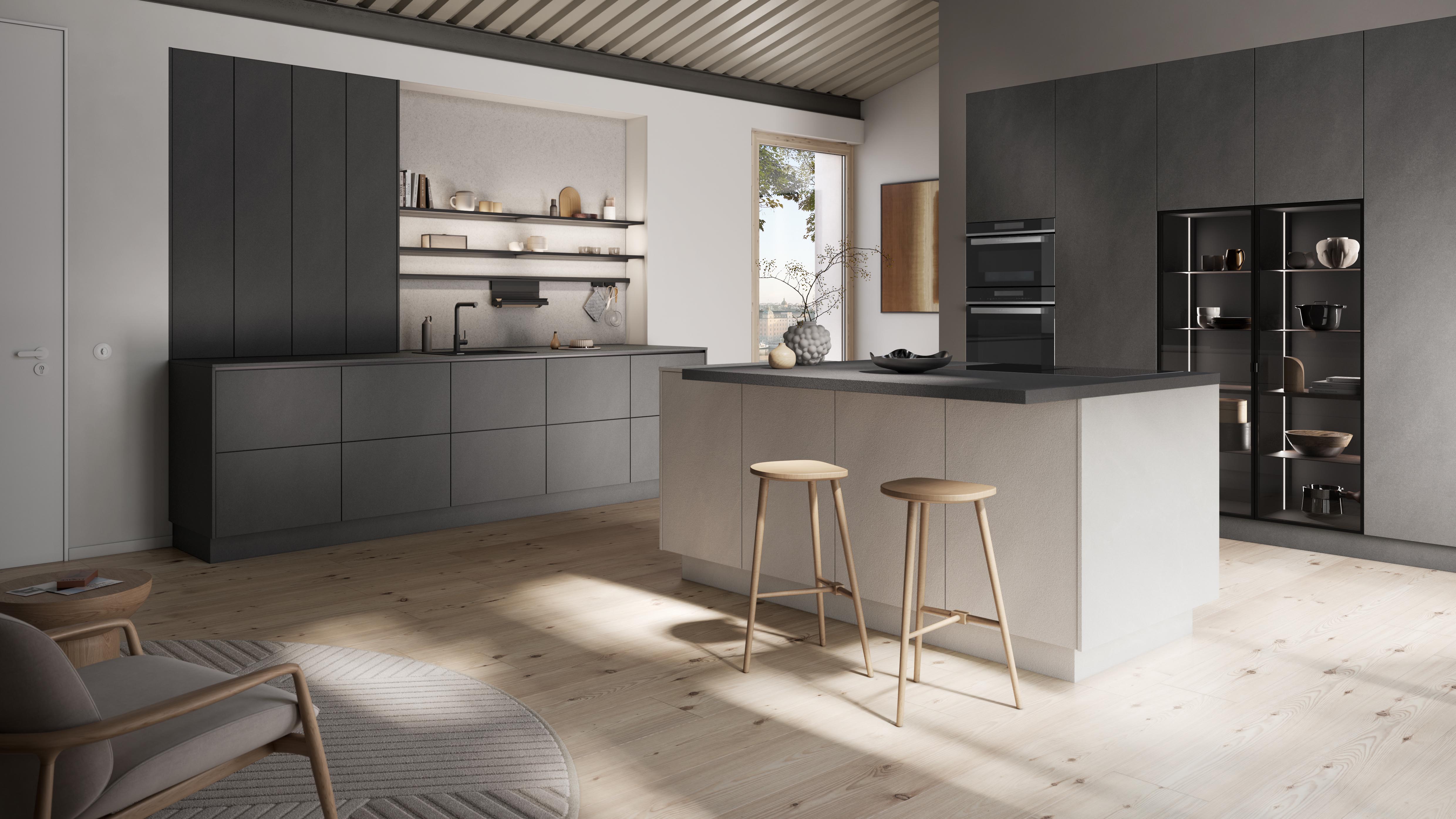 Light and Dark Concrete Kitchen