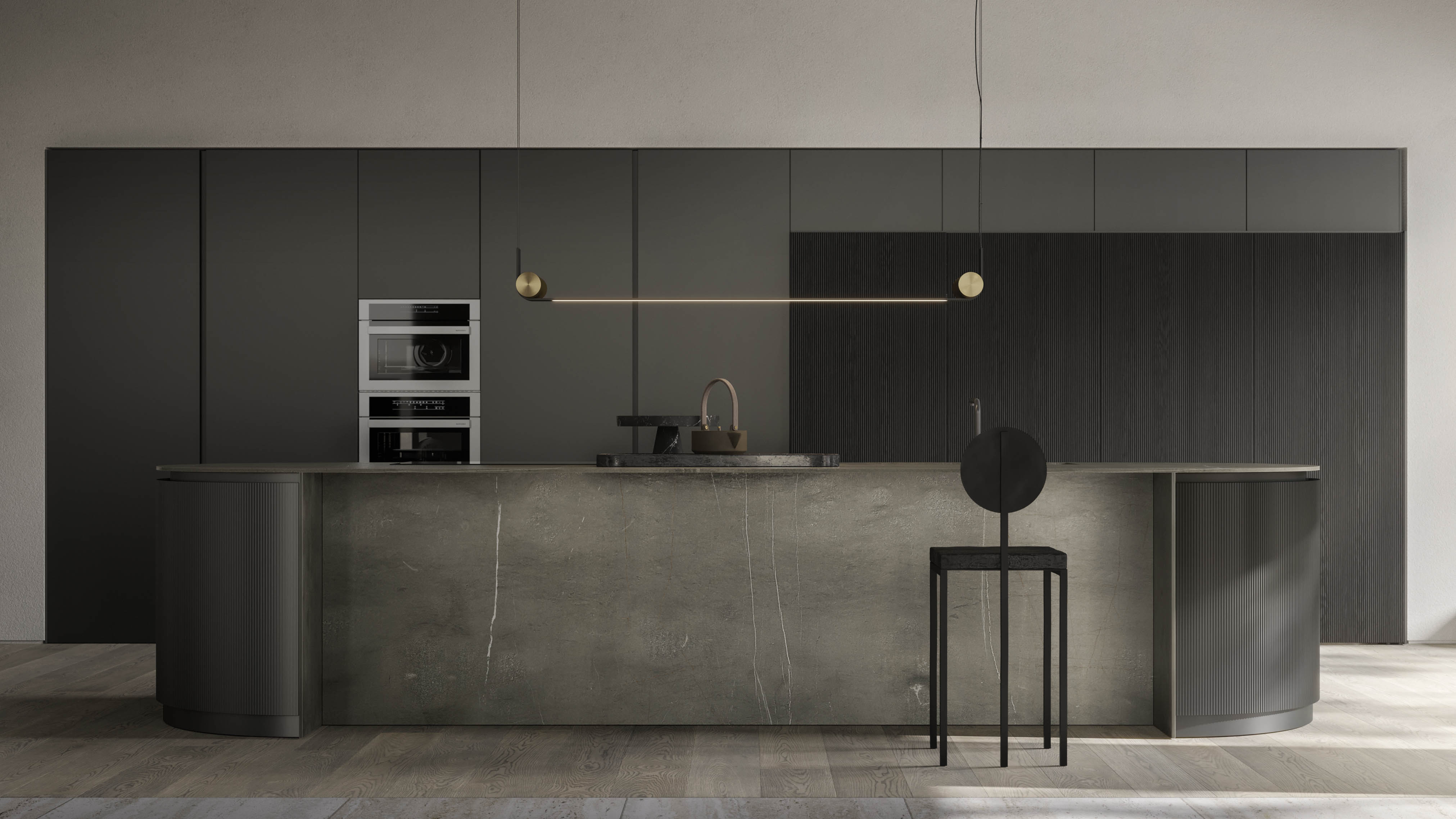 Titanium & Iron Lacquer Pedini Bespoke Kitchen